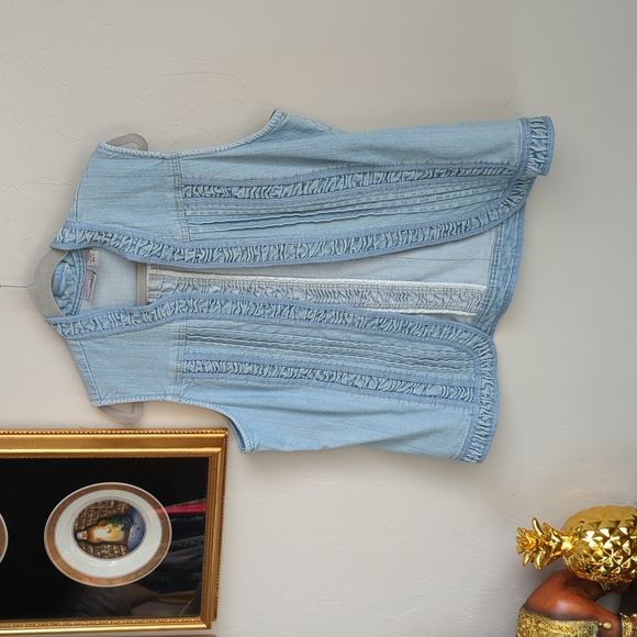 CHICO'S PLATINUM Denim Vest Size 2 - Picture 4 of 12